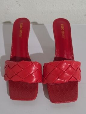 Fabio Penny Red Braided Slide Sandals - Women's